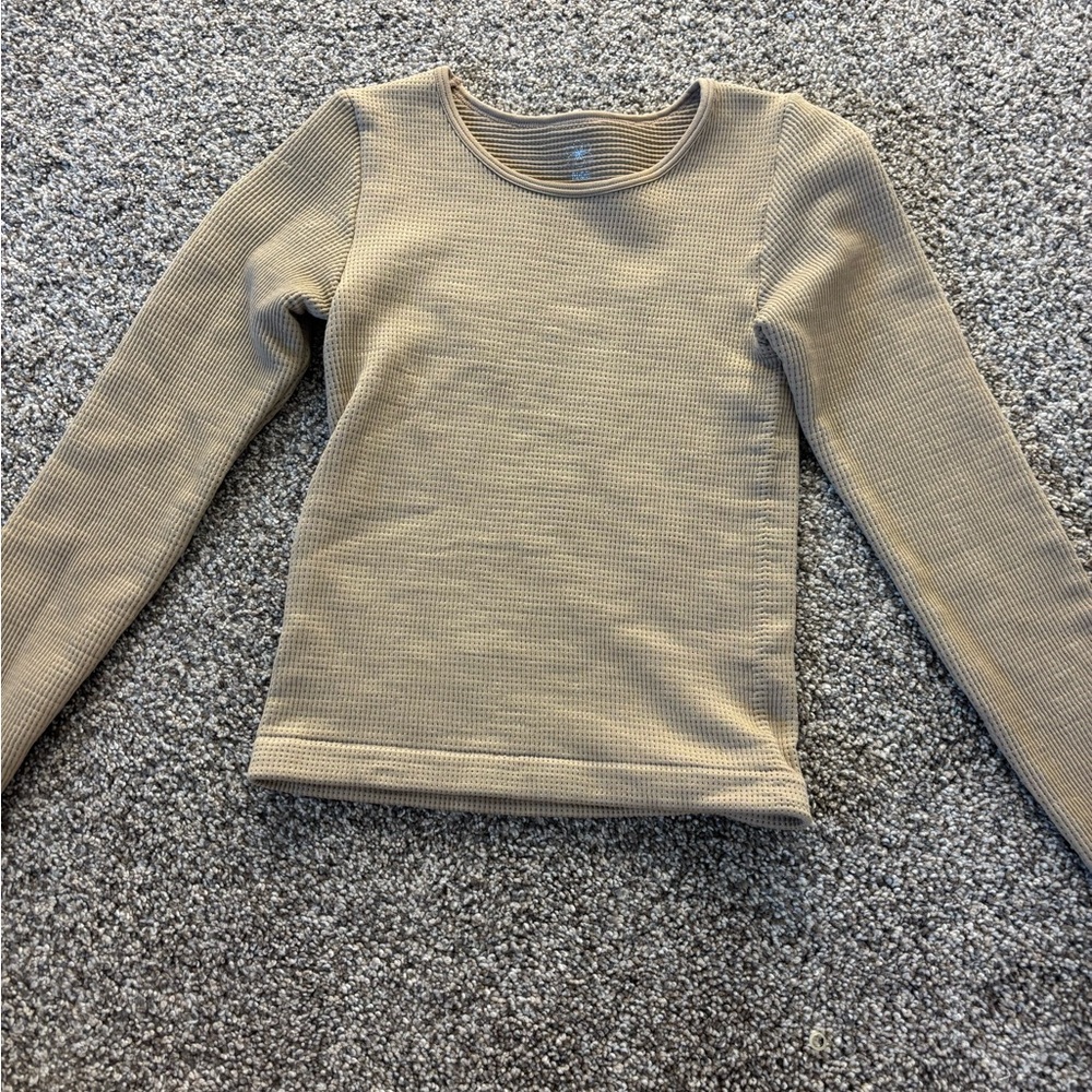 Aritzia Taupe Ribbed Knit Top